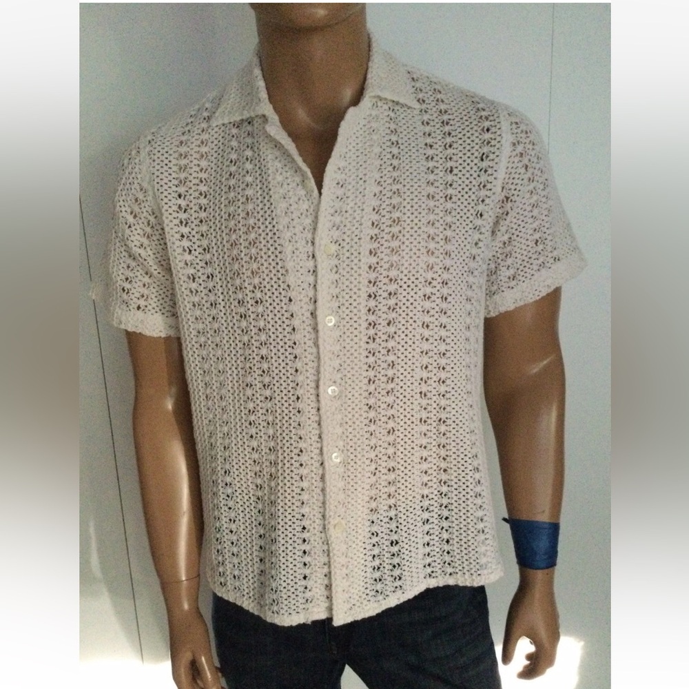 Perte D’ego Mesh Floral Crochet Lace Shirt Size XS